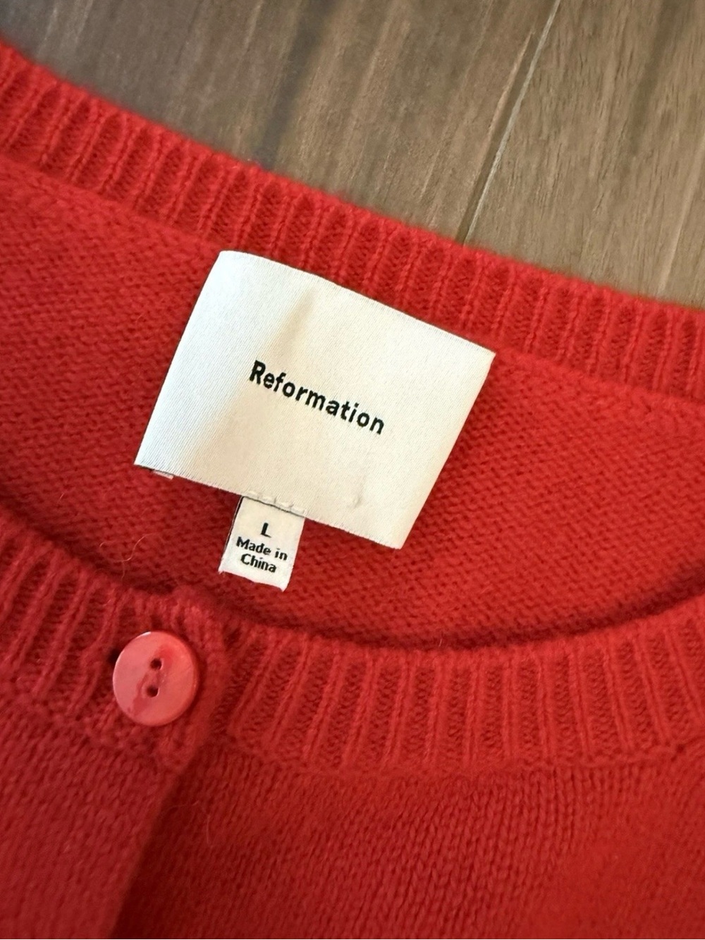 Reformation Clara Cashmere Crew Cardigan Size L - Picture 5 of 7